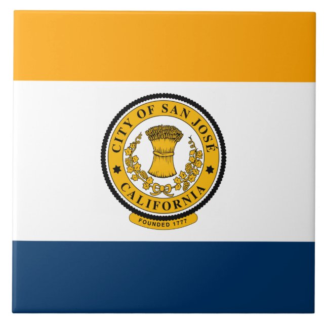 Stadtflagge von San José (Kalifornien) Fliese (Vorderseite)