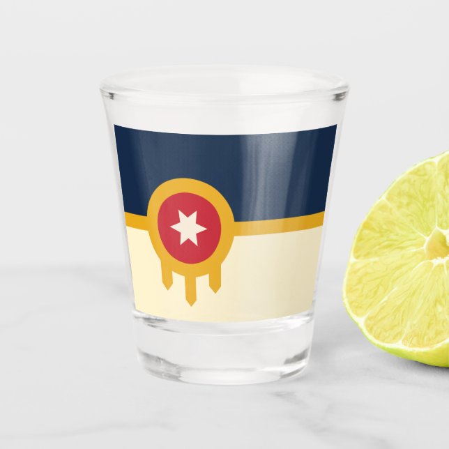 Stadtflagge von Tulsa Schnapsglas (Vorderseite)