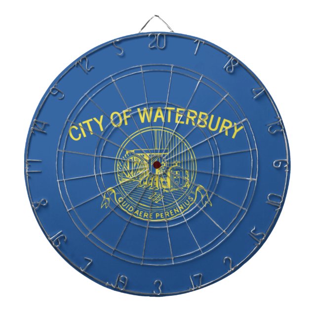 Stadtflagge von Waterbury (Connecticut) Dartscheibe (vorne)