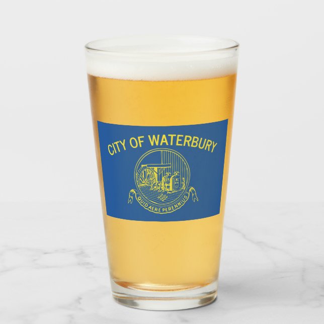 Stadtflagge von Waterbury (Connecticut) Glas (Vorne (Gefüllt))