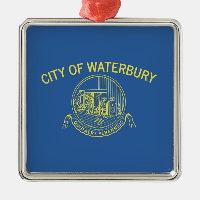 Stadtflagge von Waterbury (Connecticut) Ornament Aus Metall (Vorne)
