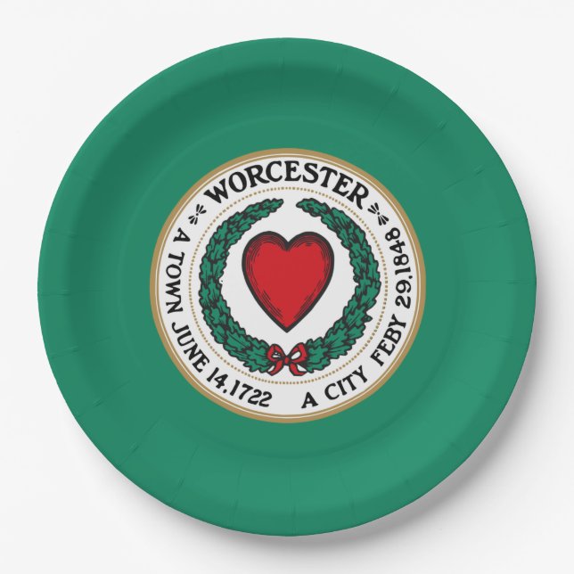 Stadtflagge von Worcester (Massachusetts) Pappteller (Vorderseite)