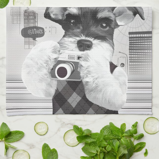 Stadtfotograf: Schnauzer in Taipeh Geschirrtuch (Gefaltet)