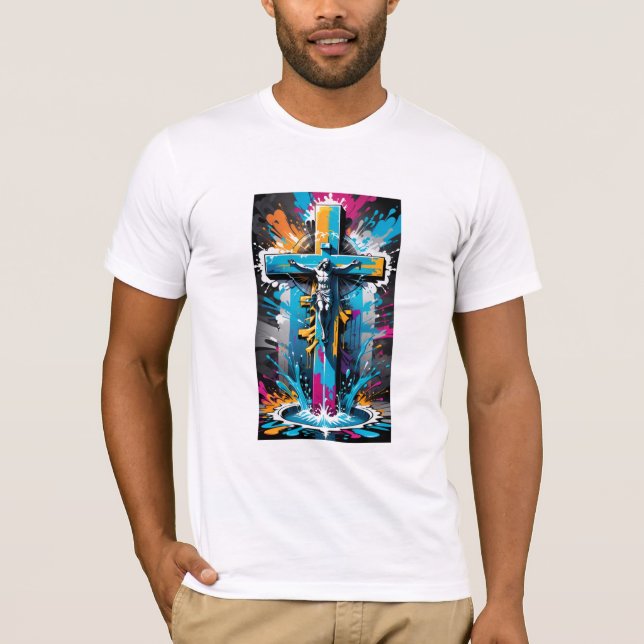 Stadtglaube: Graffiti Religious Print T - Shirt (Vorderseite)