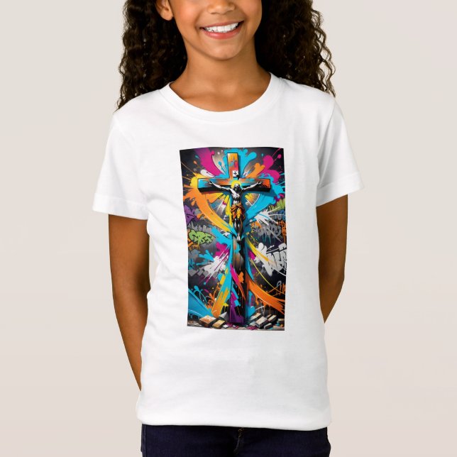 Stadtglaube: Graffiti Religious Print T - Shirt (Vorderseite)