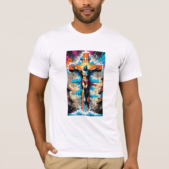 Stadtglaube: Graffiti Religious Print T - Shirt (Vorderseite)
