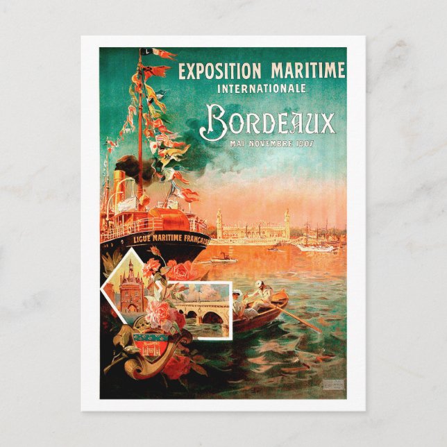 Stadthafen Bordeaux, Frankreich, Touristenschiff,  Postkarte (Vorderseite)