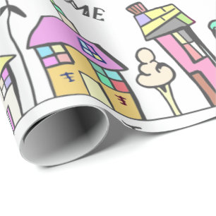 STADThaus-PACKPAPIER FÜR HAUSEWARMING GESCHENKE Geschenkpapier