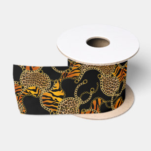 Städtische Barock-Goldketten Tierprint Satinband
