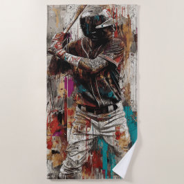 Städtische Baseballspieler-Graffiti-Kunst-Illustra Strandtuch