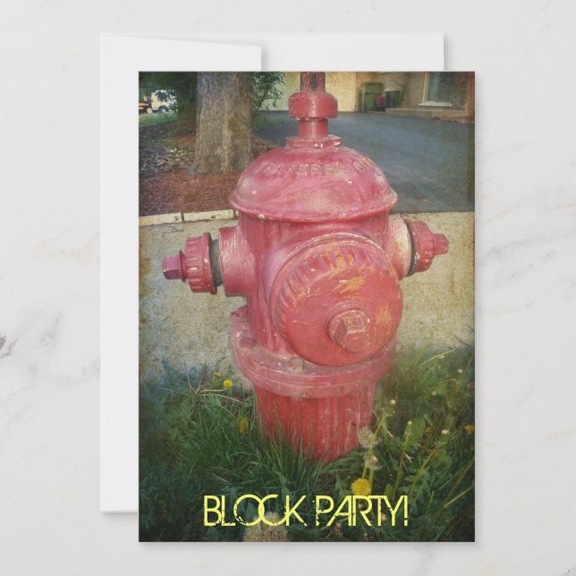 Städtische behandelte Feuer-Hydrant-Block-Party Einladung (Vorderseite)