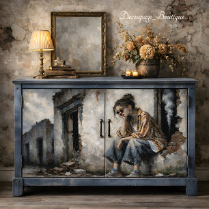 Städtische Boheme-Frau Neutrale Töne Decoupage Seidenpapier