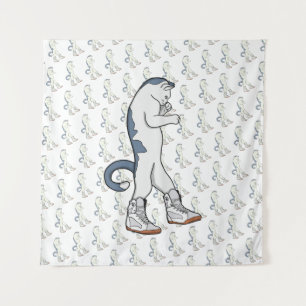 Städtische Boxerkatze in Sneaker Walk Fighter Wandteppich