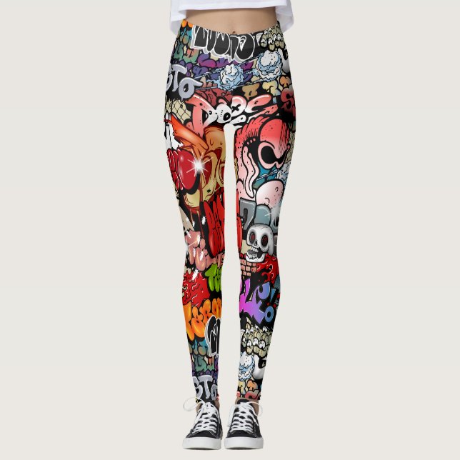Städtische dynamische Straßenkunst Graffiti Kunstm Leggings (Vorderseite)