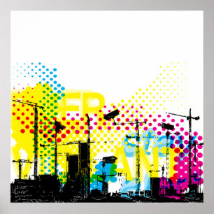 Städtische dystopian Landschaft Poster