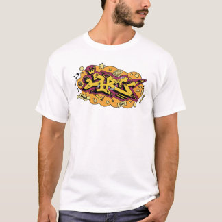 Städtische gelbe und orange Graffiti-Handschrift T-Shirt