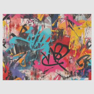 Städtische Graffiti-Collage mit kräftigen Farben F Seidenpapier