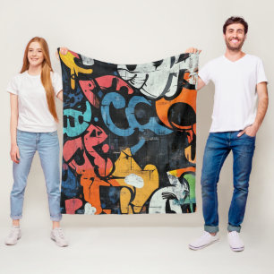 Städtische Graffiti-Collage mit kräftigen Farben Fleecedecke
