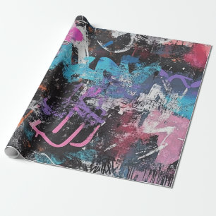 Städtische Graffiti-Collage mit kräftigen Farben Geschenkpapier
