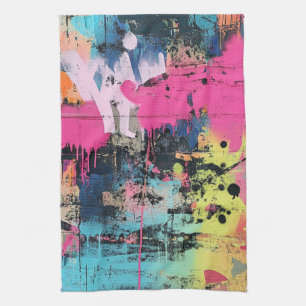 Städtische Graffiti-Collage mit kräftigen Farben Geschirrtuch