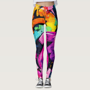 Städtische Graffiti-Collage mit kräftigen Farben Leggings