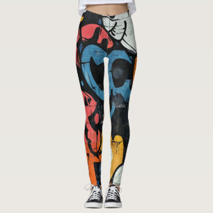 Städtische Graffiti-Collage mit kräftigen Farben Leggings