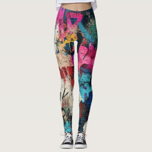 Städtische Graffiti-Collage mit kräftigen Farben Leggings