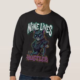 Städtische Graffiti-Straßenkatze Neun Leben Hustle Sweatshirt