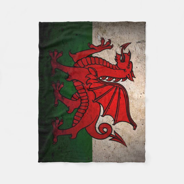 Städtische Grunge-Wales-Flaggen-Fleece-Decke Fleecedecke (Vorderseite)