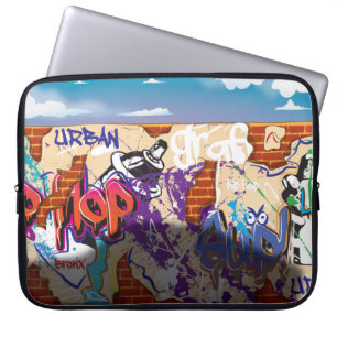 Städtische Hip-Hop-Graffiti-Wand. Laptopschutzhülle
