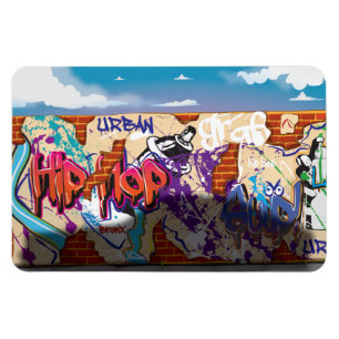 Städtische Hip-Hop-Graffiti-Wand. Magnet