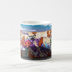 Städtische Hip-Hop-Graffiti-Wand. Tasse