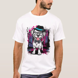 Städtische Jungfrau: Design von Graffiti Art Dog T-Shirt