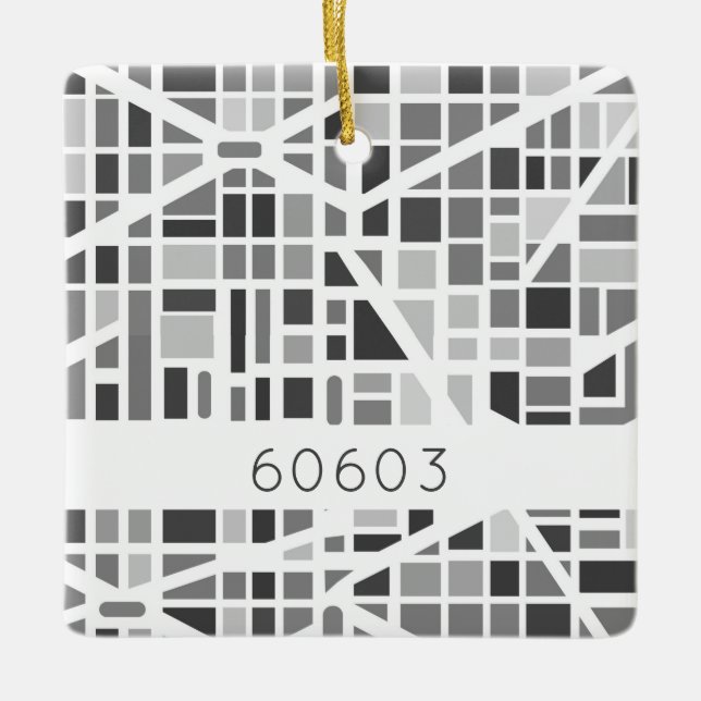 Städtische Karte Zip Code Architektonisches Design Keramikornament (Vorderseite)
