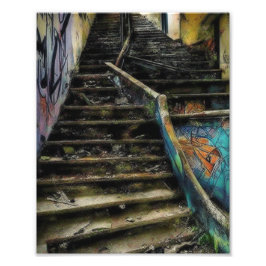 Städtische Kunst auf Treppen Das Gebäude verlassen Fotodruck