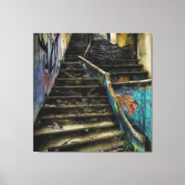 Städtische Kunst auf Treppen Das Gebäude verlassen Leinwanddruck