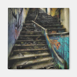 Städtische Kunst auf Treppen Das Gebäude verlassen Magnet