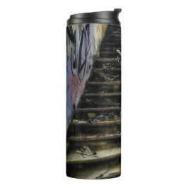 Städtische Kunst auf Treppen Das Gebäude verlassen Thermosbecher