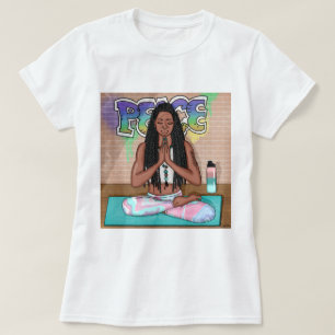 Städtische Kunst Hübsche Frau, die Meditation du T-Shirt