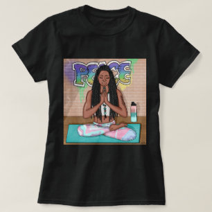 Städtische Kunst Hübsche Frau, die Meditation du T-Shirt