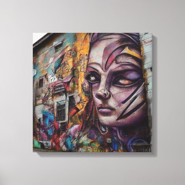 Städtische Kunst im Stich gelassen Gebäude Leinwanddruck (Vorderseite)