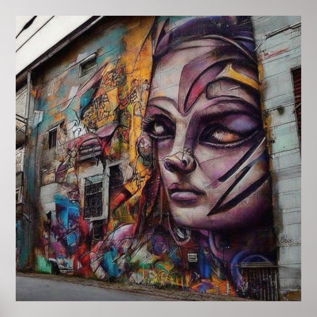 Städtische Kunst im Stich gelassen Gebäude Poster (Vorne)