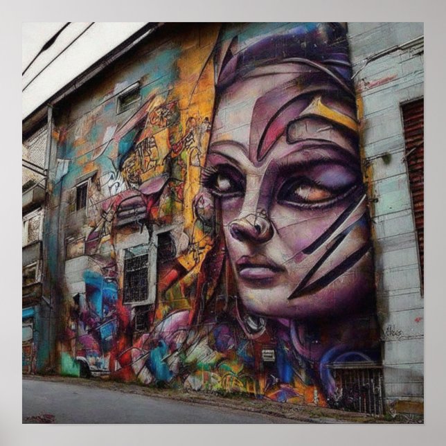 Städtische Kunst im Stich gelassen Gebäude Poster (Vorne)