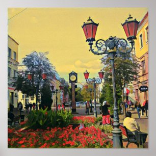 Städtische Landschaft farbiges Poster