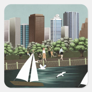 Städtische Landschaft Quadratischer Aufkleber