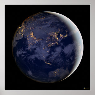 Städtische Lichter von Asien und Australien Satell Poster