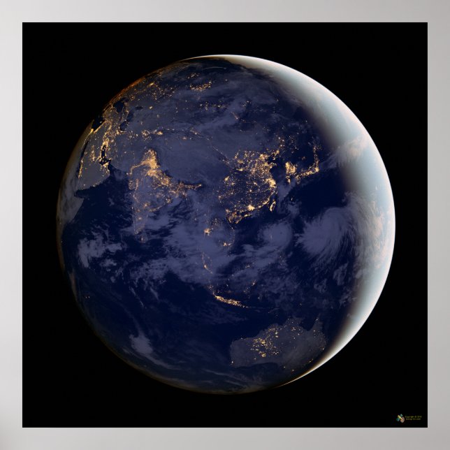 Städtische Lichter von Asien und Australien Satell Poster (Vorne)