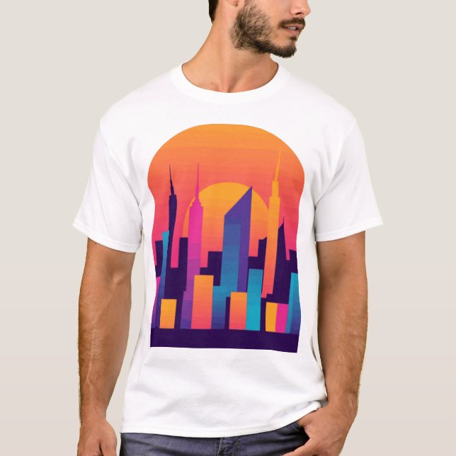 Städtische Oase: Stilvolles Stadtbild T-Shirt (Vorderseite)