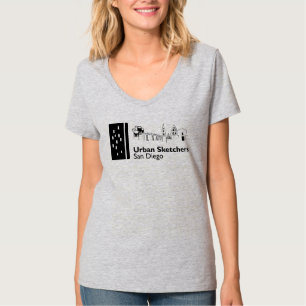 Städtische Sketchers San Diego Frauen-Grau-Hals T-Shirt