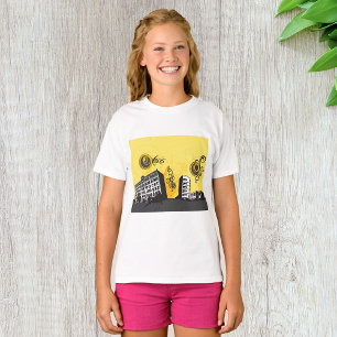 Städtische Skyline Gelb und Grau Retro Abstrakt T-Shirt